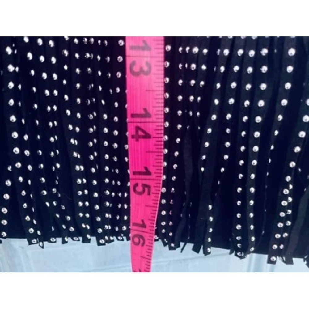 Black Fringe Mini Skirt Size Small Festive Fun Free The Roses - Picture 3 of 5